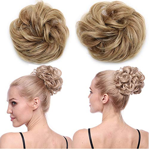 SEGO Haarteil Dutt Haargummi Dicker Haar Extensions VOLUMINÖS Hochsteckfrisuren Haarknoten Haarverlängerung Hellbraune Mischung Aschblond #12T24