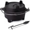 Grillfürst Dutch Oven Set ca. 12 Liter - stabil stehender Feuertopf durch spezielle T-Füße, hitzebeständiger Gusseisen Topf, Deckel als Pfanne nutzbar, DO 12 inkl. Deckelheber 35cm