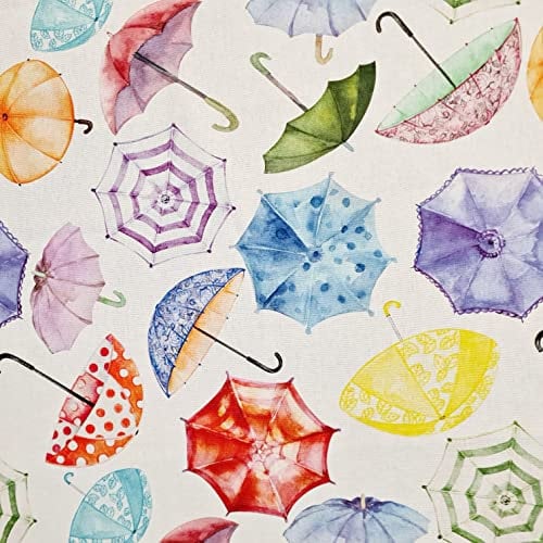 Stoff Baumwolle Meterware Regenschirm bunt Carnaby Street Dekostoff Digitaldruck Aquarell
