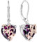 YL Orecchini Rosa Farfalla Cuore in argento 925 con Orecchini ametista con pietra di nascita di febbraio per donna