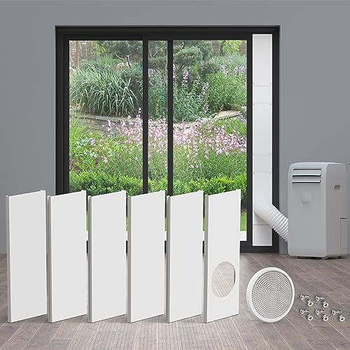 Daisypower Portable Sliding Door Air Conditioner Kit,Adjustable Seal Panels for Portable AC Hose,Up to 90 Inch,6 Plates (5 IN)