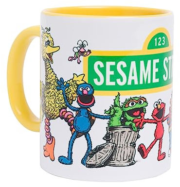Sesame Street Characters Yellow Handle Mug