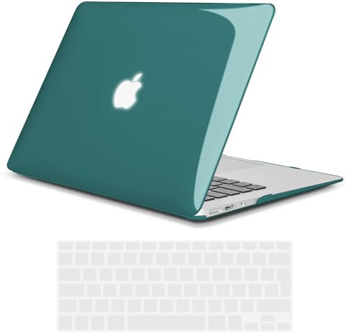 TECOOL Hülle Kompatibel mit Alten MacBook Air 13 Zoll 2010-2017 (A1466 A1369), Ultradünne Schutzhülle Hartschale Case mit Tastaturschutz (EU Layout), Kristall Dunkeltürkis