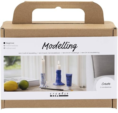 Creativ Mini Craft Modelling-Set, Ultra Marin, Kerzenhalter, 1er Pack, weiß