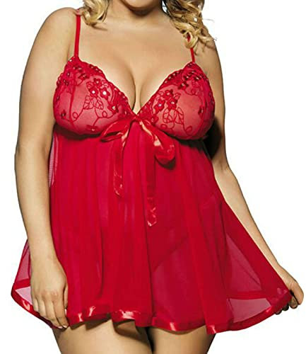 Nuisette Sexy Femme Sensuelle Tenu Sexi pour Femme Lingerie Erothique Sexy Lingerie Femme Lingerie Sexy Femme Nuisette Femme Enceinte Sexy Ensemble Sexy Femme Érotique (Rouge, 3XL)