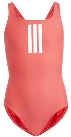 adidas Mädchen 3-Stripes Swimsuit Kids, semi Lucid red/White, 14-15 Years