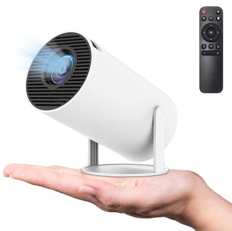 HY300Pro 4K HD Mini Projector, 160 ANSI Smart WiFi 2.4G/5G Android 11.0 Projector for Walls Ceilings, Auto Keystone Correction, 180 Angle Adjustable Home Projector, UK Plug (White #1)
