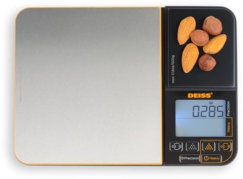 Deiss PRO Balance de cuisine numérique à double plateforme – Capacité de 5 kg et capacité de 500 g – Balance de cuisine de précision pour la pâtisserie, la cuisine, la préparation des repas, balance