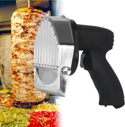 LFfwynog Wireless Turkish Kebab Slicer, Automatic Doner Kebab Knife Two Blades Low Noise, Easy to Disassemble for Home and Restaurants