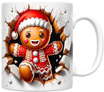 Stibtmr 350ml Tasse Bonhomme En p-ain D'épice Tasse À Café De Noël Tasse Céramique Noel Tasse À Café Hiver Tasse En Céramique Mignonne En Forme De Bonhomme