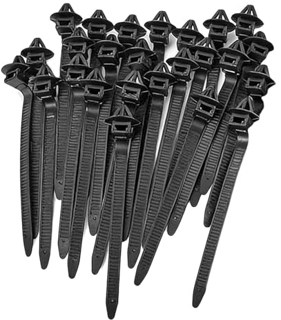 Auto-Kabelbinder, 25-teiliges, robustes, selbstsicherndes Nylon-Set, Stoßstangen-Clip-Verriegelungs-Krawattenschnallen-Zubehör, einfach zu verwendendes Kfz-Werkzeug, vielseitig einsetzbare Befestigung