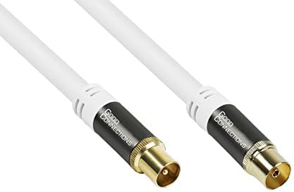 Good Connections GC-M2041 SmartFLEX Câble d'antenne TV coaxial IEC mâle vers femelle 4 blindages 120 dB/75 Ohm Connecteurs plaqués or Blanc 1 m