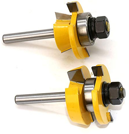 Fonture 2PCS 1/4 Inch Shank Shaker Bevel Rail And Stile Router Bit Woodworking Milling Cutter Tool Set