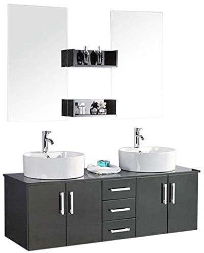 grafica ma.ro srl Meuble Salle DE Bain Mod. Butterfly 150 cm Noir Double LAVABO Luxe NOUVEU