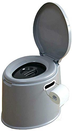 Explora® Portable 5L Camping Toilet with Seat, Lid, Handles and Roll Holder - Grey - Compact Waste Solution for Indoor and Outdoor Loo Use Caravan Picnic and Festivals
