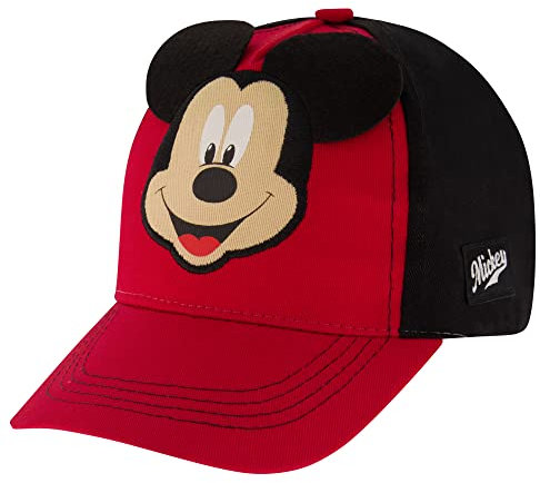 Disney Boys' Mickey Mouse Character Baseball Cap, Red/Black, Age 2-4