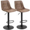 HOMCOM Barhocker 2er Set, Gepolstert Barstuhl mit Metallgestell, Lehne, Höhenverstellbar Küchenstühle mit Fußstütze, 360° Drehbar, Tresenhocker für Küche, Wohnzimmer, Esszimmer, Mikrofasertuch, Braun