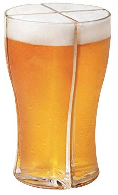 Super Schooner Lot de 4 verres à bière 4 en 1 Drink Beer Mug, 4 verres à bière en un pour la maison, les bars et les fêtes