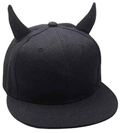 XMYNB Basecap Mütze Männer Frauen Hip-Hop Hut Schwarzer Baumwolle Punk Horn Baseballkappe Snapback-Kappe Mit Hörnern Eltern-Kind-Hut
