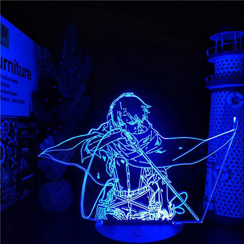 Anime Angriff auf Titan Levi Ackerman Nachtbeleuchtung 3D Illusion Licht Kinderzimmer Dekoration Atmosphäre Geburtstagsgeschenk-16 Farbe mit Fernbedienung