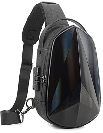 FANDARE Diebstahlschutz Brusttasche Sling Daypacks mit USB-Ladeanschluss Schultertasche Crossbody Bag Umhängetasche Sporttasche Wasserdicht Daypacks für Herren Damen Reisen Wandern Hiking Schwarz