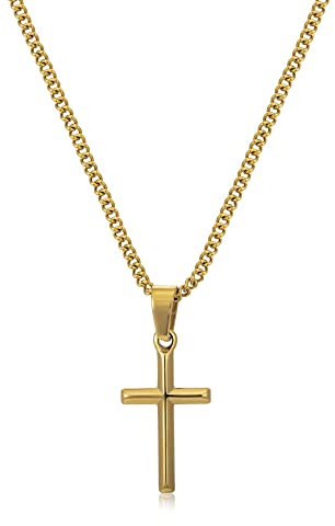 murtoo kette herren, halskette kette, kreuz kette, kreuzanhänger, edelstahl kette, geschenk herren(gold,S,50cm)