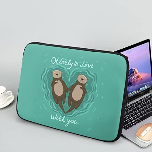 Showudesigns Otter Couple Computer Sleeve for Women Laptop Sleeve Case 17 inch Slim Cute Laptop Protector Small Gifts for Friends Laptop Tote Bag Green Briefcase