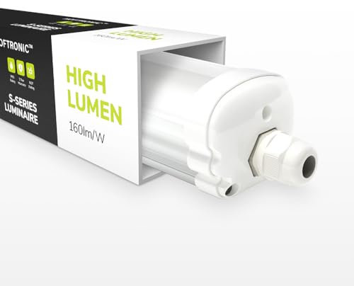 HOFTRONIC - LED Feuchtraumleuchte 120cm IP65-24W 3840 Lumen (160lm/W) - 6500K Tageslichtweiß - Verknüpfbar - Kellerleuchte, Nassraumleuchte - Feuchtraum Wannenleuchte