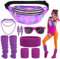 Heyu-Lotus 80er Jahre Outfit Damen Set Enthalten Ohrring Halskette Bauchtasche Stirnband Armband Sonnenbrille Beinlinge 80er Jahre Kleidung Kostüm Neon Accessoires für Karneval Thema Party