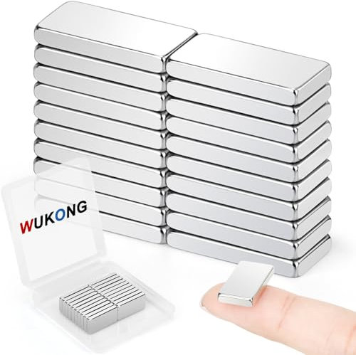 Wukong 20x10x3mm Neodym Magnete Extra Stark Rechteckig, 20 Stück Stabmagnete Rechteckiger Magnete für Whiteboards, Kühlschrank, Handwerk, Magnettafel und DIY