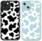 Yoedge 2 Pack Cute Phone Cases for iPhone 14 Plus Case 6.7, Fashion Cow Print Silicone Slim Soft TPU Phone Case for Women, Shockproof Cover Protective Funda para Girls, Black & Blue