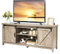 COSTWAY Farmhouse TV Stand for TVs up to 60 Inches, Wooden TV Cabinet Media Entertainment Center with Sliding Barn Door and Storage Shelves, TV Console Table for Living Room Bedroom (Grey Wash)