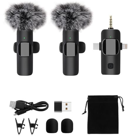 ULEMONDEE Mini mikrofon Kabellos Bluetooth Handy Für Aufnahme Video YouTube Streaming/Vlog (4 in 1)