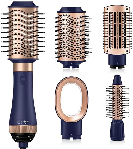 UKLISS Warmluftbürste 4 in 1 Set, Haarstyler Föhn mit 4 Aufsätzen: 1000W Haartrockner, Lockenbürste, Haarglätter Bürste, Fönbürste Rundbürste, Hot Hair Styler für Alle Haartypen Styling