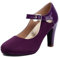 elerhythm Mary Jane Gatsby - Scarpe da donna, stile vintage, con tacco alto, stile retrò, con spalline, viola, 37 EU