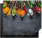KitchenYeah© Herdabdeckplatte Einteilig Küche Ceranfeld Abdeckplatte Cerankochfeld Abdeckung Induktionskochfeld Schutzmatte Beton - Kräuter - Löffel - 60x52 cm
