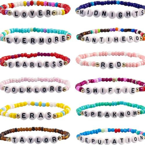 xutong 12 Armbänder, Freundschaftsarmbänder für Musikliebhaber, Frauen und Mädchen, Musikpartyschmuck für Frauen und Mädchen, für Geburtstag, Weihnachten, Feiertage