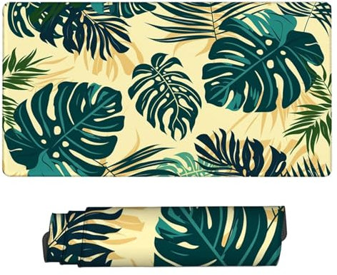 Yellow Mouse Pad Extended Large Mouse Mat Leaves Desk Mat Soft Smooth Surface and Anti-Slip Rubber Base Waterproof Soft Cloth with Office Accessories,Improved Precision and Speed 35.4x11.8 inch H2-420