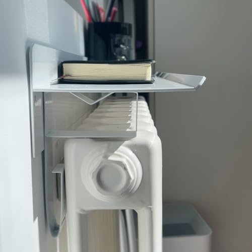 HSWOYEA Floating Radiator Shelfd Drackets, 200 180 160 140 120 CM,Rustic Narrow Floating White Wooden Shelf Over Radiator,Drilling Free Radiator Shelf with Brackets(180cmx15cm/70.9inx5.9in)