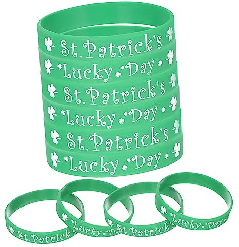 POPETPOP 10stücke St Patricks Day Kleeblatt Silikonarmband Irish Party Hand Dekoration Geschenk Armbänder Silikon Armband