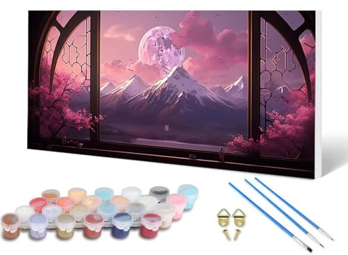Peinture Numero Adulte Montagne Peinture Numero Paysage, Paint by Numbers Loisirs Créatifs Adultes Débutant avec 3 Pinceau et Pigment Acrylique pour Tableau Decoration Murale (100 x 200 cm) -lsy2506Q7