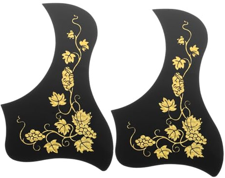 BAZEITFLOW Gitarrenzubehör 2 Stück Goldene Pvc Schlagbrettaufkleber zum Schutz und Dekoration für Akustik und Konzertgitarren