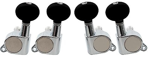 Musiclily 2+2 Mechaniken-Set für Ukulele, Chrom mit Schwarze Knöpfe