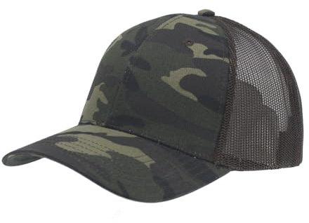 Baseballkappe im Vintage-Design, zweifarbig, Baumwoll-Twill und Netzgewebe, verstellbar, Trucker-Baseballkappe Gr. Einheitsgröße, Camouflage/Braun Mesh