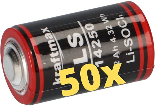 50x Lithium 3,6V Batterie LS 14250-1/2 AA ER14250 Li-SOCl2 LS14250 AKKUman Set (50er)