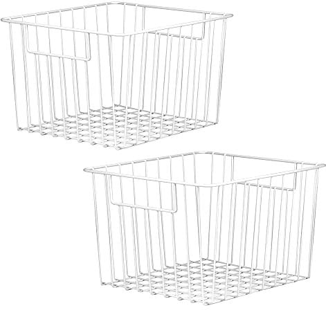 Mesh Storage Baskets - Pack of 2 | Wire Organiser Bins | Multi Purpose Wire Shelves | Bedroom, Kitchen or Bathroom Storage | Desk Organisation | M&W