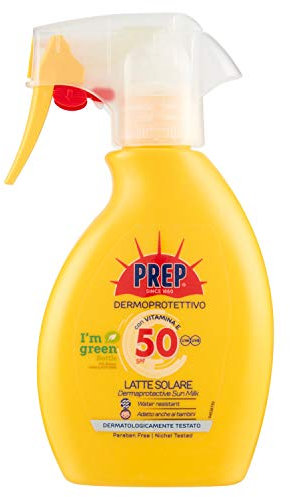 PREP, Spray Solare SPF50, Protezione Solare Raggi UVA e UVB, Senza Parabeni, Formato 200 ml