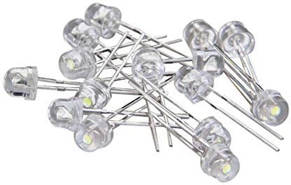 Othmro White LED Diode Lights Transparent Super Bright Lighting Bulb Lamps Diode Lights Assortment Kit Electronic Component Light Emitting Diodes Clear Straw Hat 2 Pin 5mm 3.0-3.4V 20mA 120 pcs