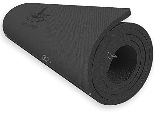 Hatha Yoga Extra dicke TPE-Yogamatte, 182,9 x 81,3 cm, Dicke: 1,27 cm, umweltfreundlich, SGS-zertifiziert, mit hochdichter, reißfester Übungsrolle für Zuhause, Fitnessstudio, Reisen und Boden im