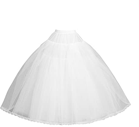 CEZOM 8 Layers Tulle Hoopless Petticoat Crinoline Underskirt for Bridal Wedding Dresses MPT018 White